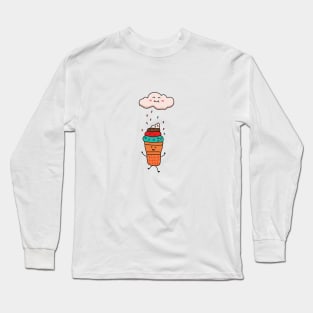 funny ice cream playing in the sprinkles rain Long Sleeve T-Shirt